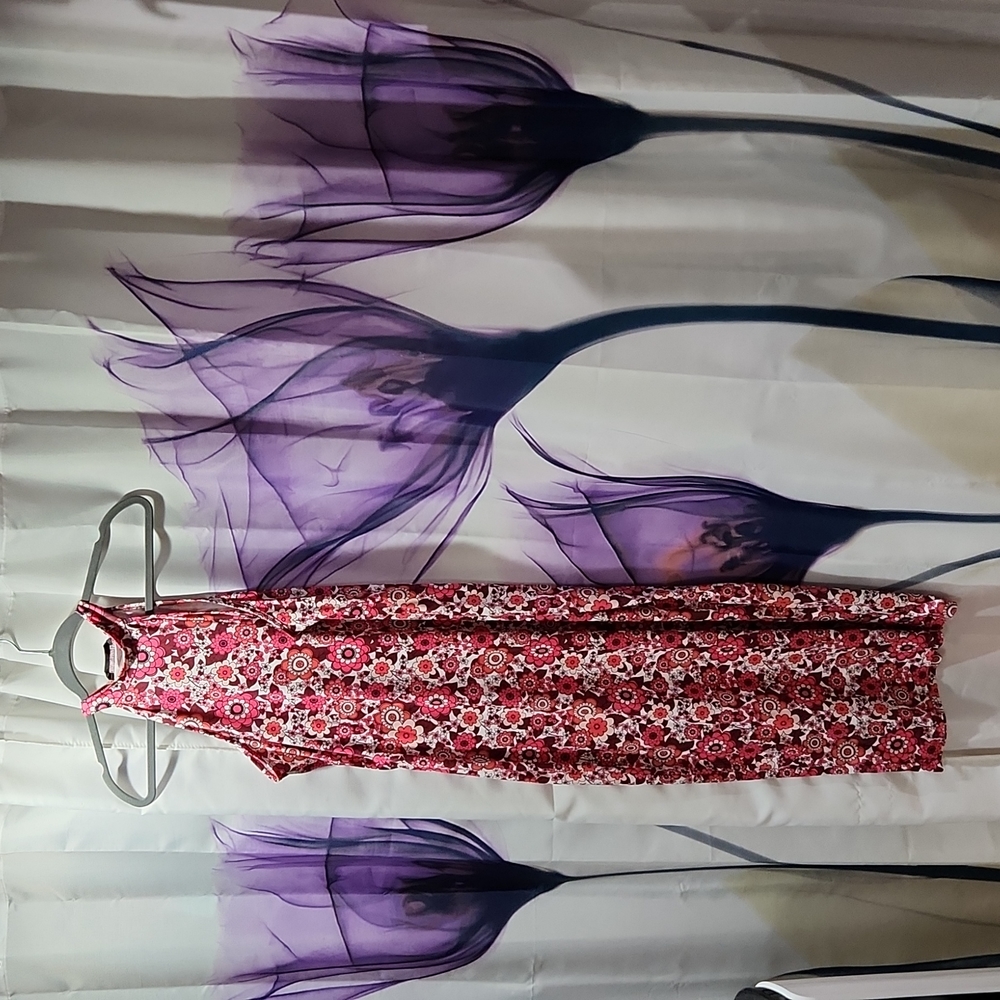 SHEIN Red Floral Halter Maxi Dress